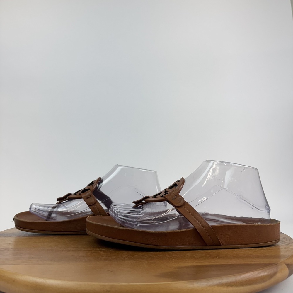 Womens Tory Burch‎ Miller Cloud Thong Brown Leather Comfort Sandals Size 8 M GUC - Picture 2 of 9